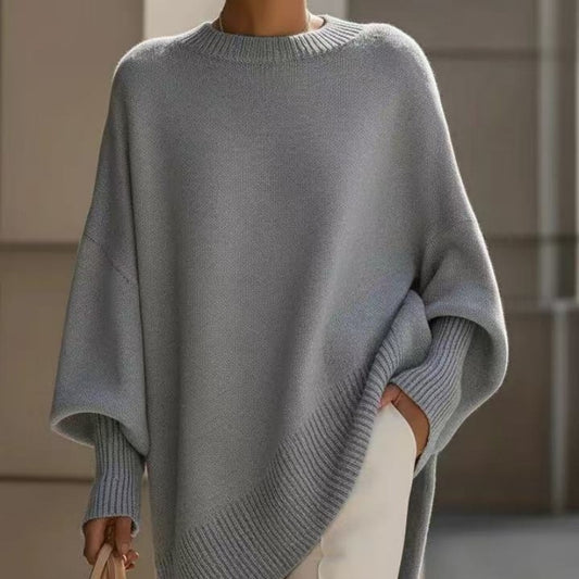 Damen Strickpullover Oversized - Dicker Rundhals Pullover Locker