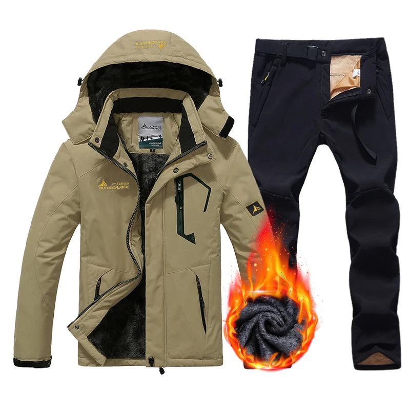 Herren Ski-Anzug Fleece Set - Jacke & Hose Wasserdicht Warm