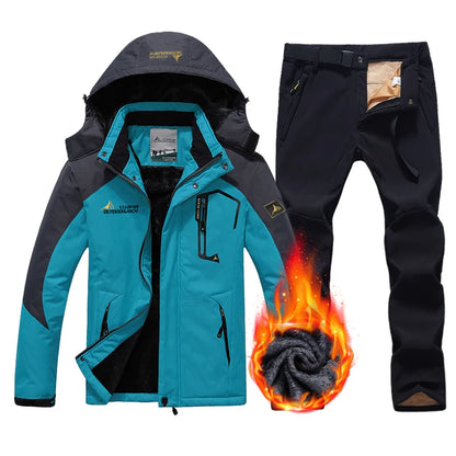 Herren Ski-Anzug Fleece Set - Jacke & Hose Wasserdicht Warm