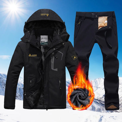 Herren Ski-Anzug Fleece Set - Jacke & Hose Wasserdicht Warm