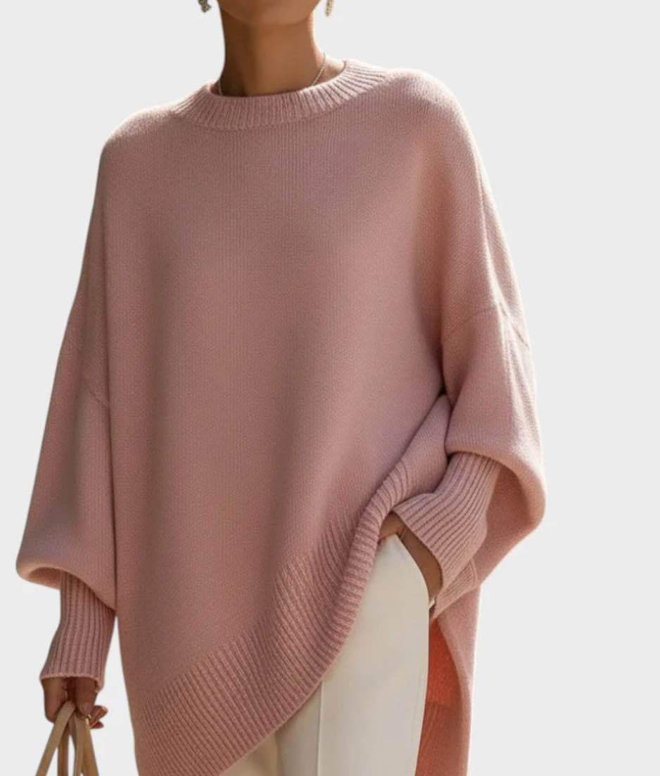 Damen Strickpullover Oversized - Dicker Rundhals Pullover Locker