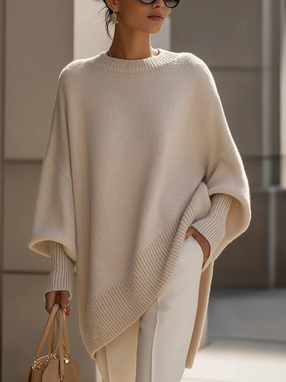 Damen Strickpullover Oversized - Dicker Rundhals Pullover Locker