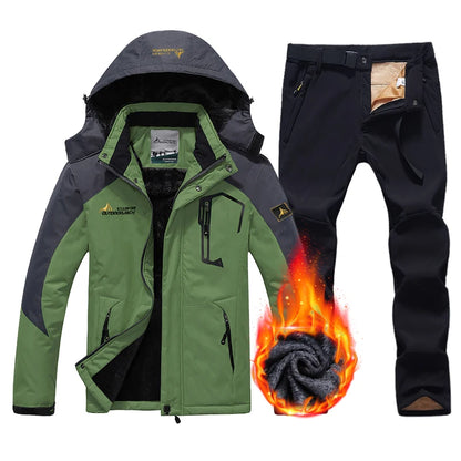 Herren Ski-Anzug Fleece Set - Jacke & Hose Wasserdicht Warm
