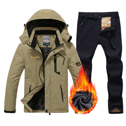 Herren Ski-Anzug Fleece Set - Jacke & Hose Wasserdicht Warm