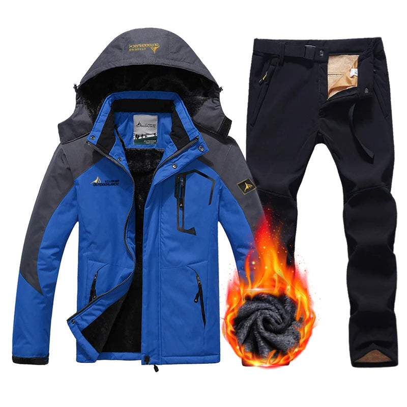 Herren Ski-Anzug Fleece Set - Jacke & Hose Wasserdicht Warm